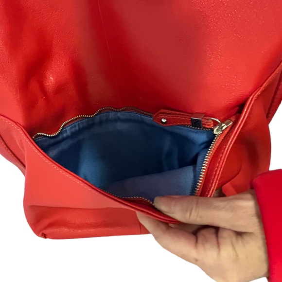 29. XX Maxx NY Large Shoulder Hobo Bag Hot Red Cowhide Leather - Picture 6 of 14